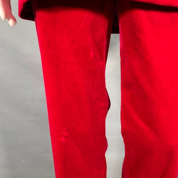 A.L.C. Size 6 Raspberry Red Velvet Peak Lapel Double Breasted Pantsuit - Picture 6 of 14